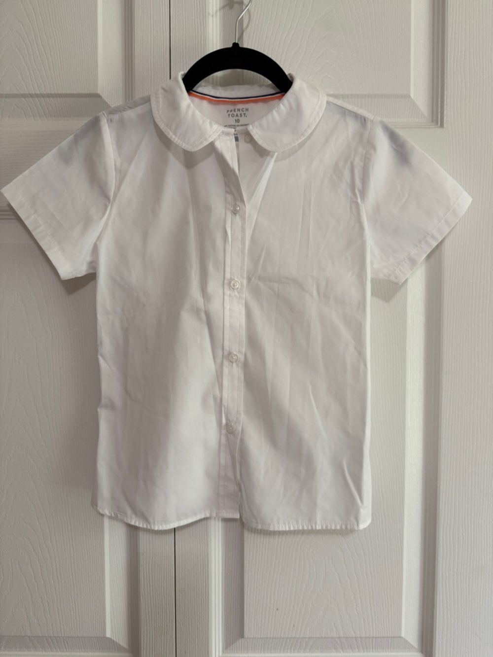 French Toast White Short-Sleeve Peter Pan Collar Blouse for Kids